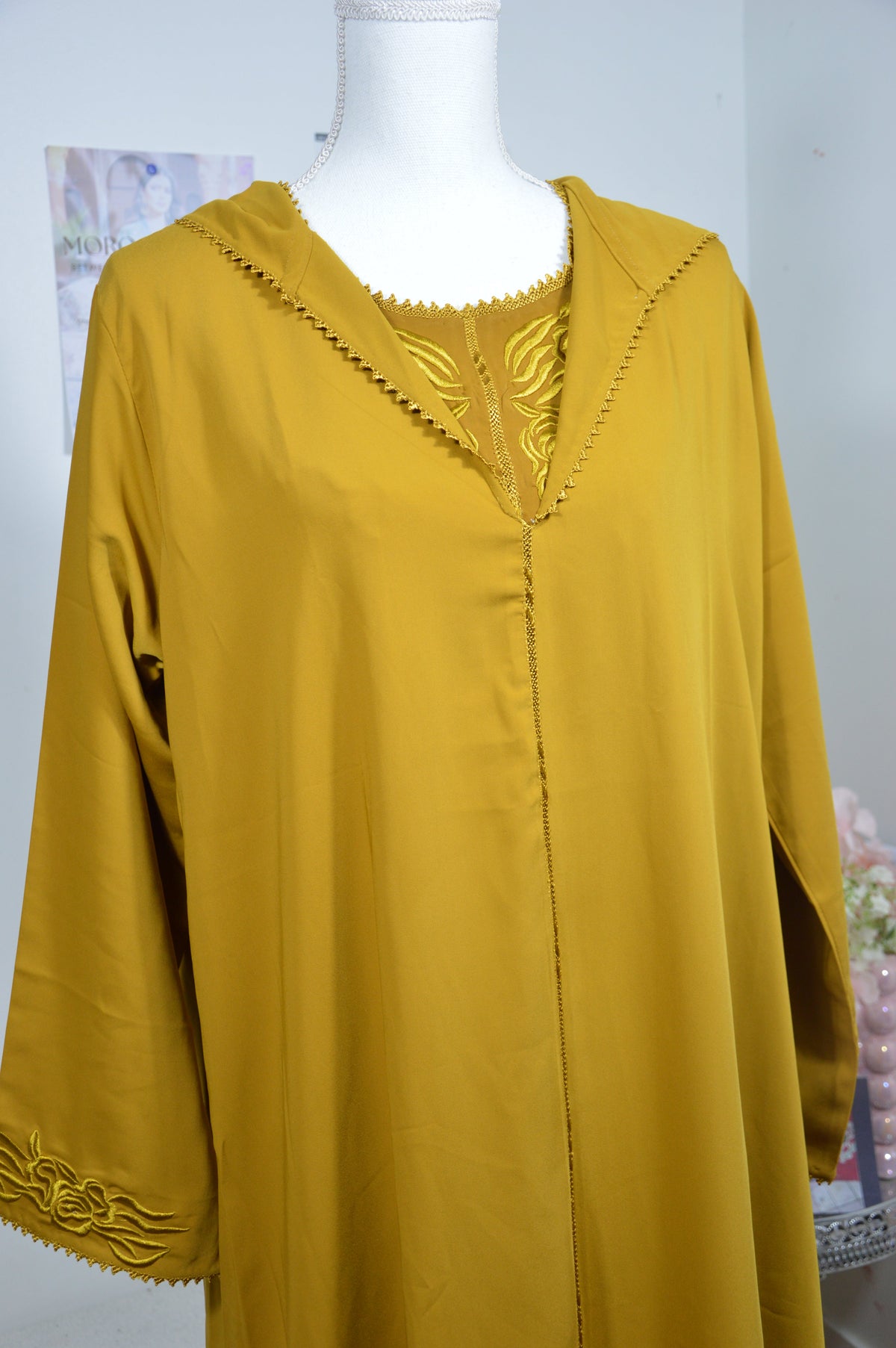 Jellaba 2 Pièces Moutarde - Caftan Marocain Femme Luxe