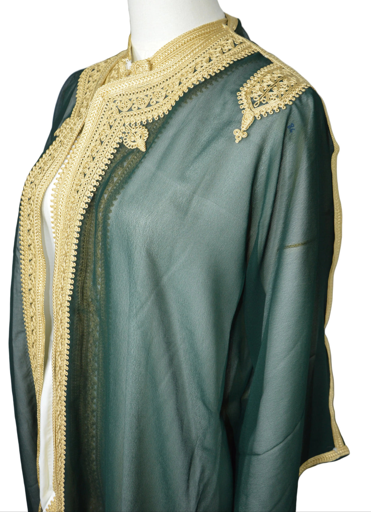 Jabador Homme Blanc Vert Or - Tenue Marocaine Luxe