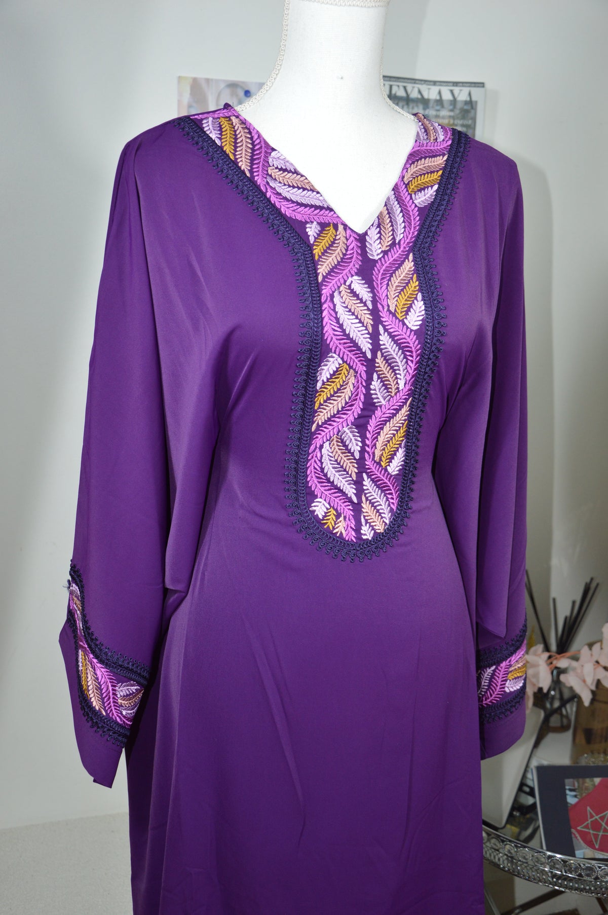 GANDOURA FARASHA VIOLET BRODE