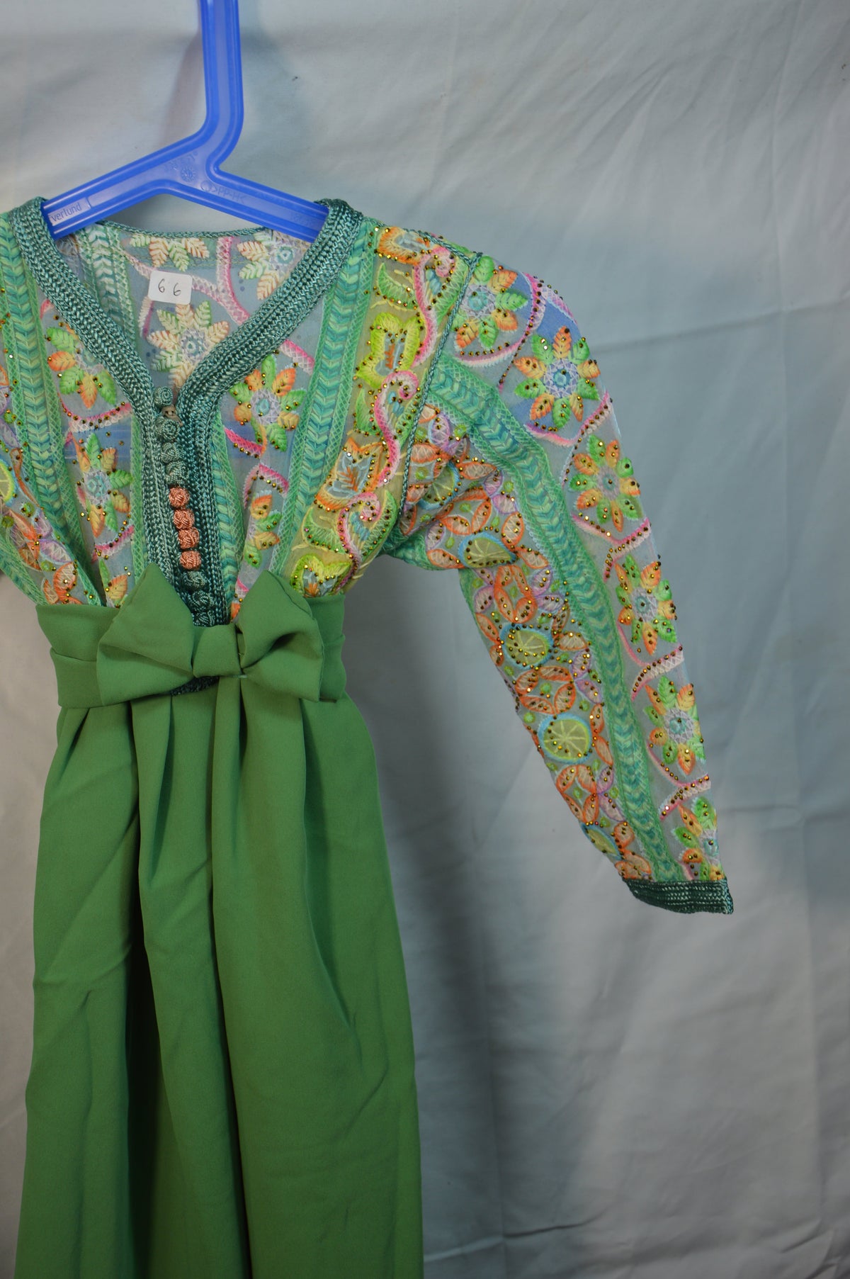 Caftan Sari Vert - Robe Marocaine de Luxe BABY