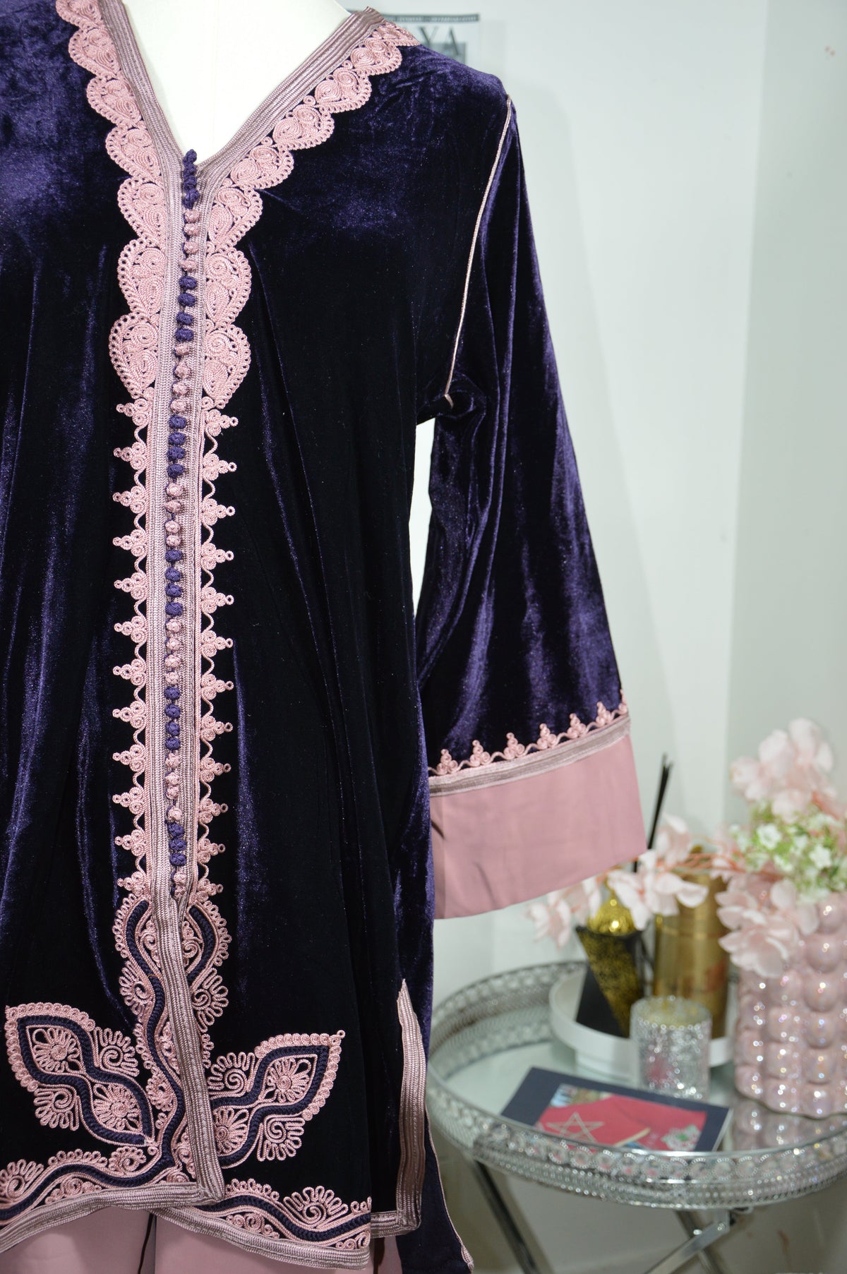 Women's Parma Violet Jabador - 3-Piece Velvet and Crepe Set