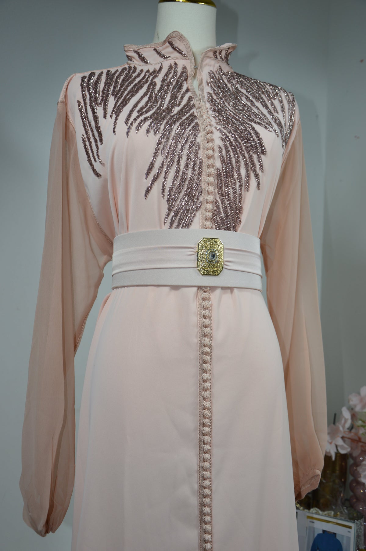 Caftan Rose Poudré - Élégance Prestige