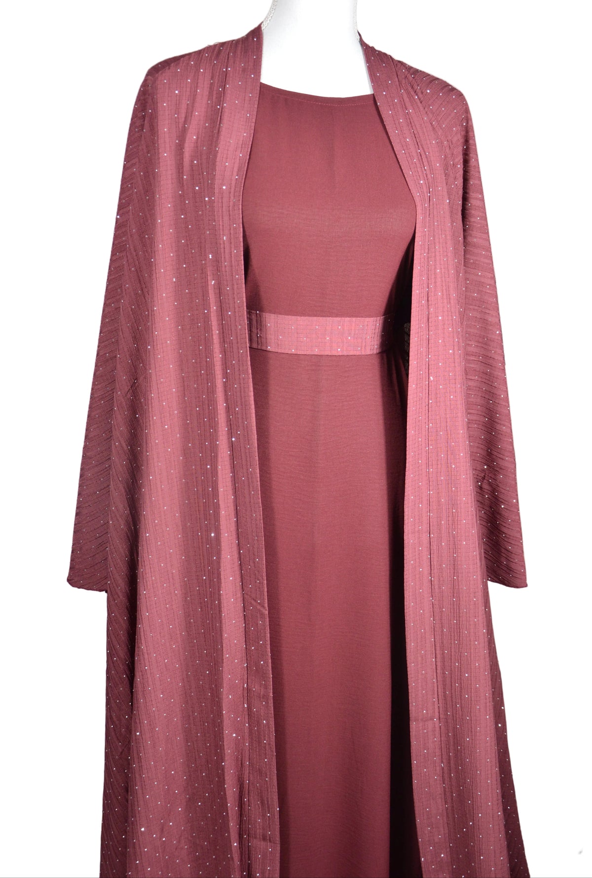 Abaya Kimono Scintillante Bordeaux - COLLECTION DUBAI