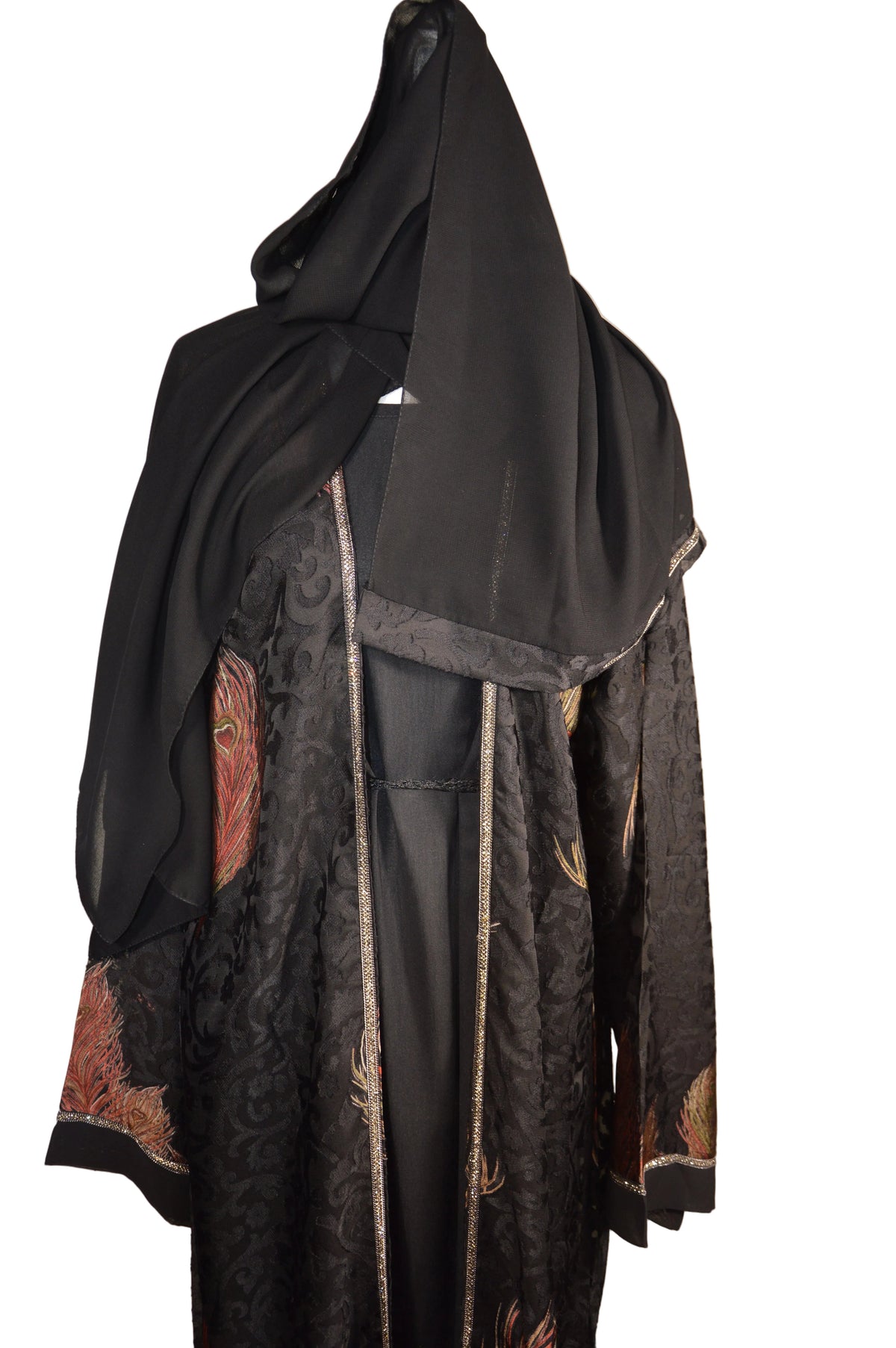 Abaya Kimono Brodé Noir floral - collection dubai