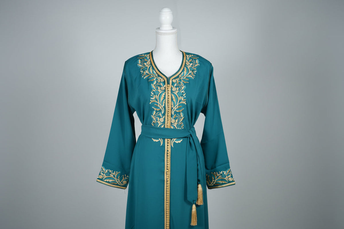 Gandoura Cintrée Bleu Fleuri