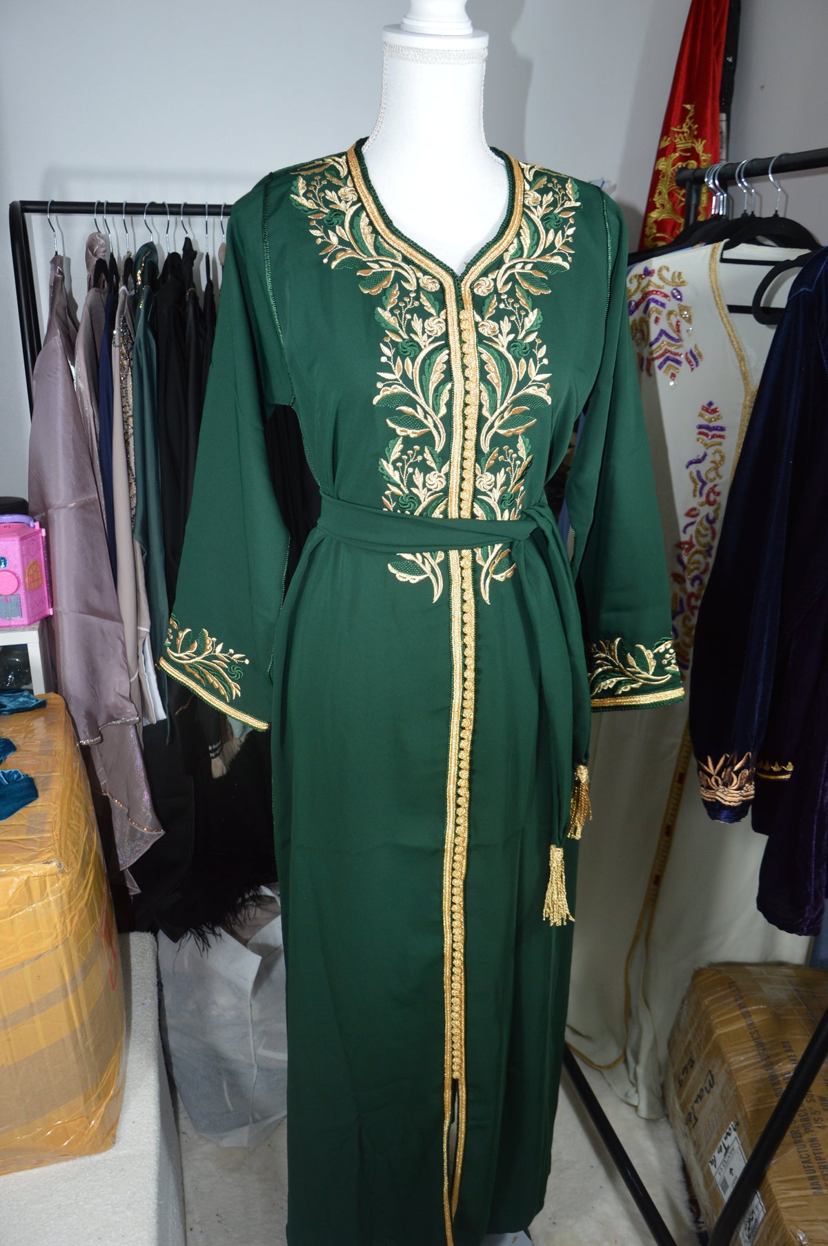 Gandoura Verte – Noblesse & Éclat Marocain
