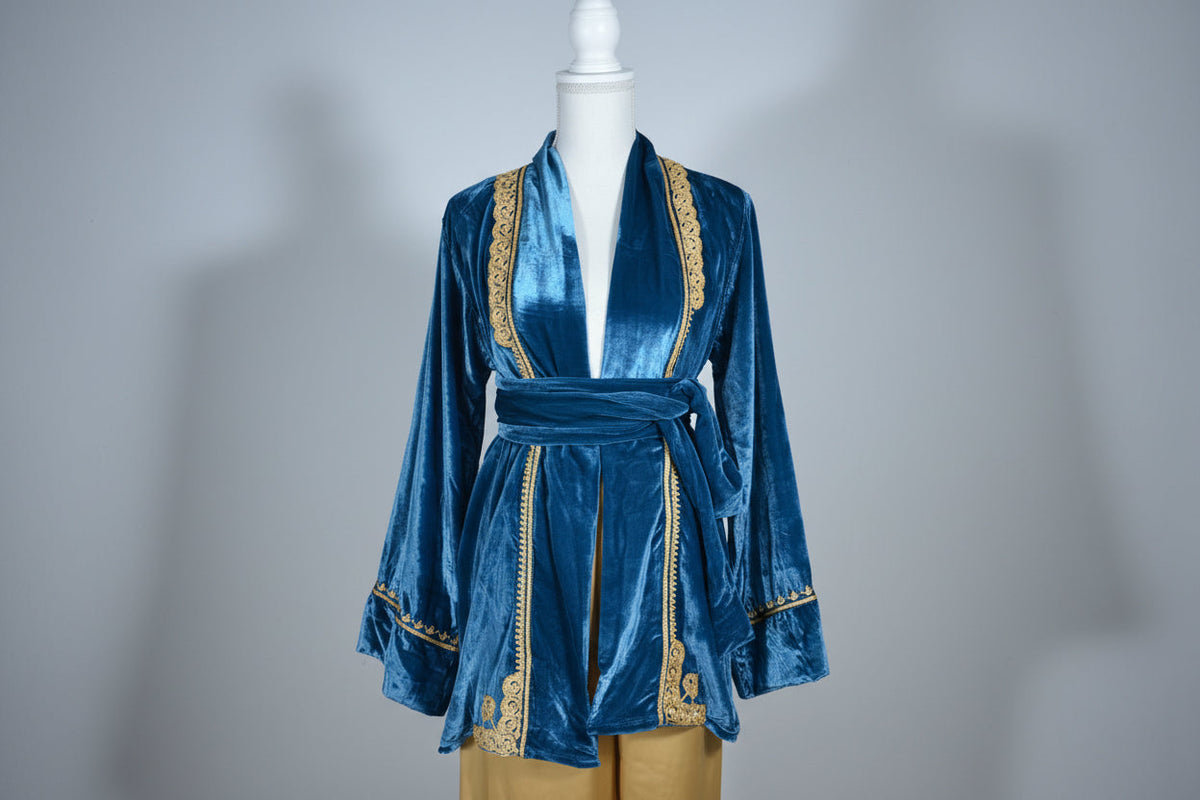 Jabador Bleu & Or – Luxe & Prestige Marocain