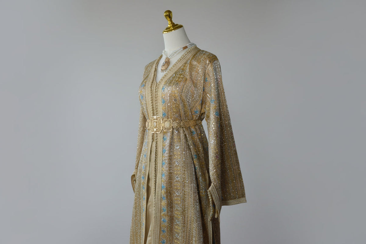 Takchita Sari Nude & Bleu Ciel – Légèreté, Douceur & Fusion Orientale