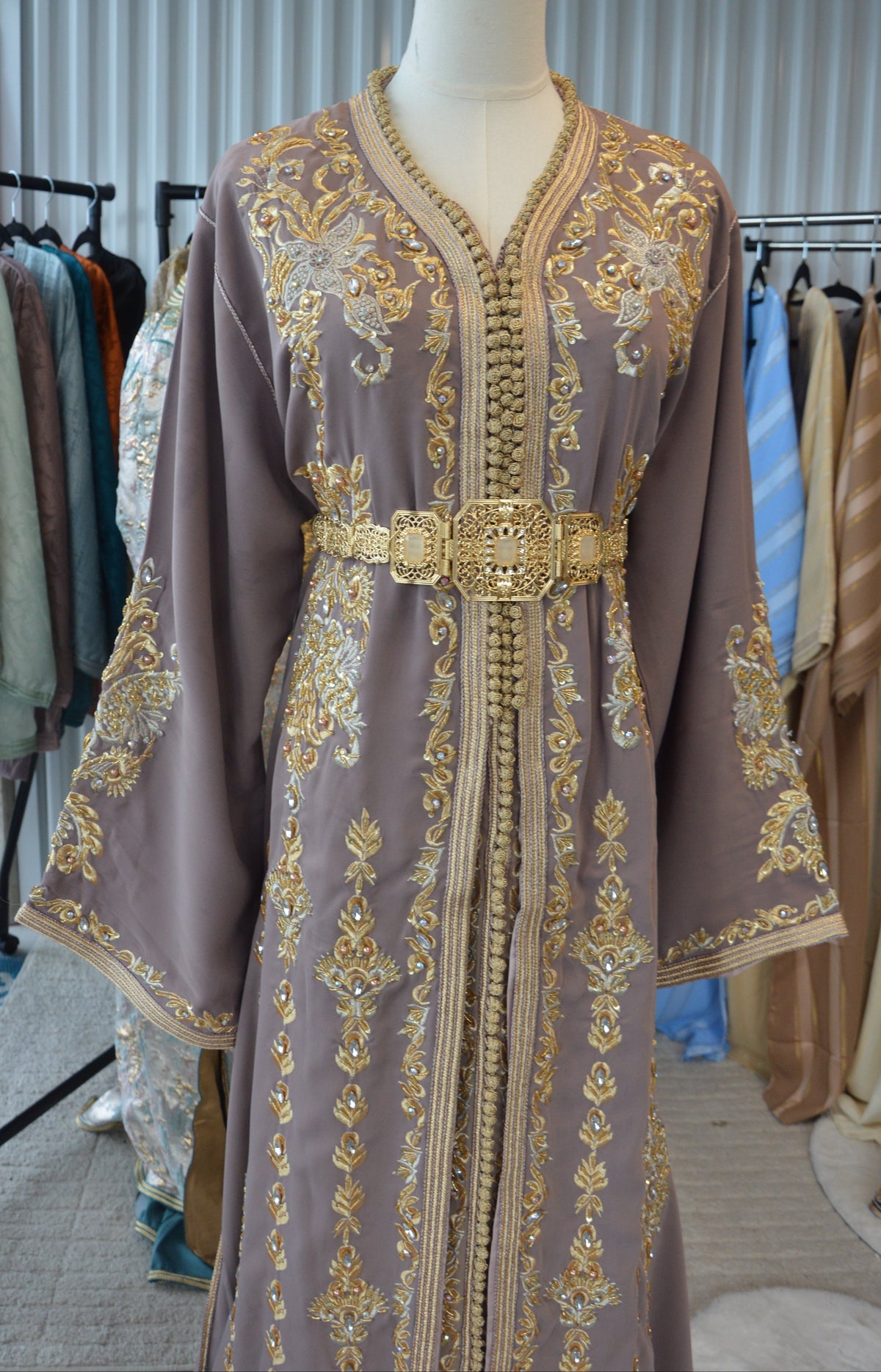 Caftan Maria Beige Nude Perlé