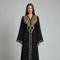 CAFTAN ROYAL NOIR & DORÉ – BRODERIES RAFFINÉES