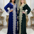 Royal Blue Velvet Takchita – Blue Silver Embroidery
