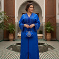 Caftan Bleu Roi Marocain de Luxe - Broderie Artisanale