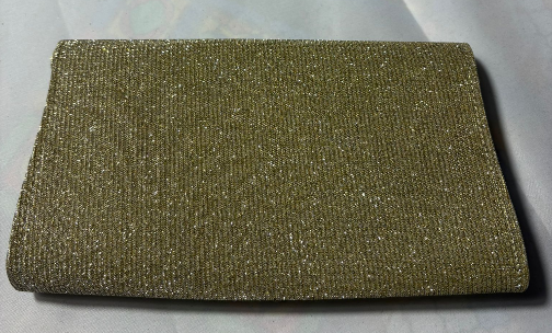 Embroidered Silver Pigment Gold Evening Bag - Metallic Clutch