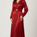 Takchita en organza rouge avec ceinture - Zeynaya Prestige