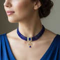 Collier oriental bleu roi – pierre rectangulaire
