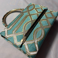 Sac de Soirée Vert Turquoise Motifs Or - Pochette Orientale