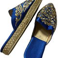 Babouche Marocaine Artisanale BLEU ROYAL OR