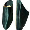 Royal green Moroccan leather slippers