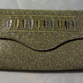 Embroidered Silver Pigment Gold Evening Bag - Metallic Clutch