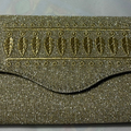 Gold Pigment Silver Evening Bag with Gold Embroidery - Clutch