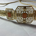 "Ambre Royale" Filigree Gilt Belt – Salmon Stone & Traditional Motifs
