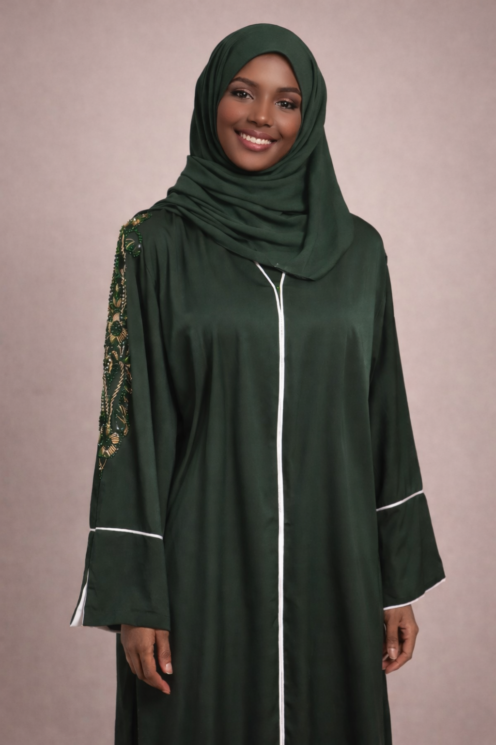 Abaya Perlé Vert - collection dubai