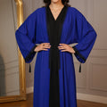 Kimono Crêpe Premium 2 Pièces - Robe Noire & Veste Bleu Nuit