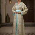 Gold & Sky Blue Brocade Takchita – ZEYNAYA Prestige