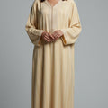 Gandoura Johara Gold & Nude – Golden Softness & Moroccan Elegance