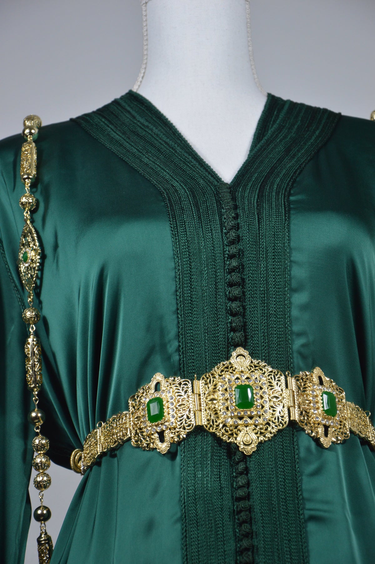 Emerald Silk Crepe Takchita → “Emerald Garden”