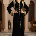 Caftan Velours Noir Brodé Or - Luxe Marocain
