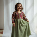 Robe Caftan Sari Vert Fuchsia Enfant - Tenue Fille 3 ans