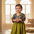 Robe Caftan Sari Vert Bleu Canard Enfant - Tenue Fille 2 ans