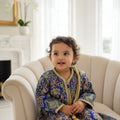 Robe Caftan Sari Vert Bleu Enfant - Tenue  Fille 2 ans
