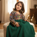 Robe Sari Vert Violet Enfant - Tenue Fille 3 ans
