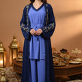 PREMIUM CREPE KIMONO 4 PIECE EMBROIDERED BEADED - NAVY BLUE