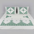 Parure de Lit Brodée Verte 4 Pièces - Luxe Oriental