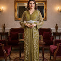 Takchita Dorée à Doublure Verte – Sequins Or et Argent