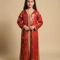 Takchita Rouge Fille - Caftan Marocain Enfant de Luxe