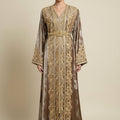 Takchita Haute Couture Velours Marron - Luxe Marocain Prestige