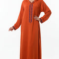 Djellaba Orange Violette 2 Pièces - Ensemble Marocain de Luxe