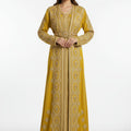 Takchita Haute Couture Moutarde Dorée - Luxe Marocain Prestige