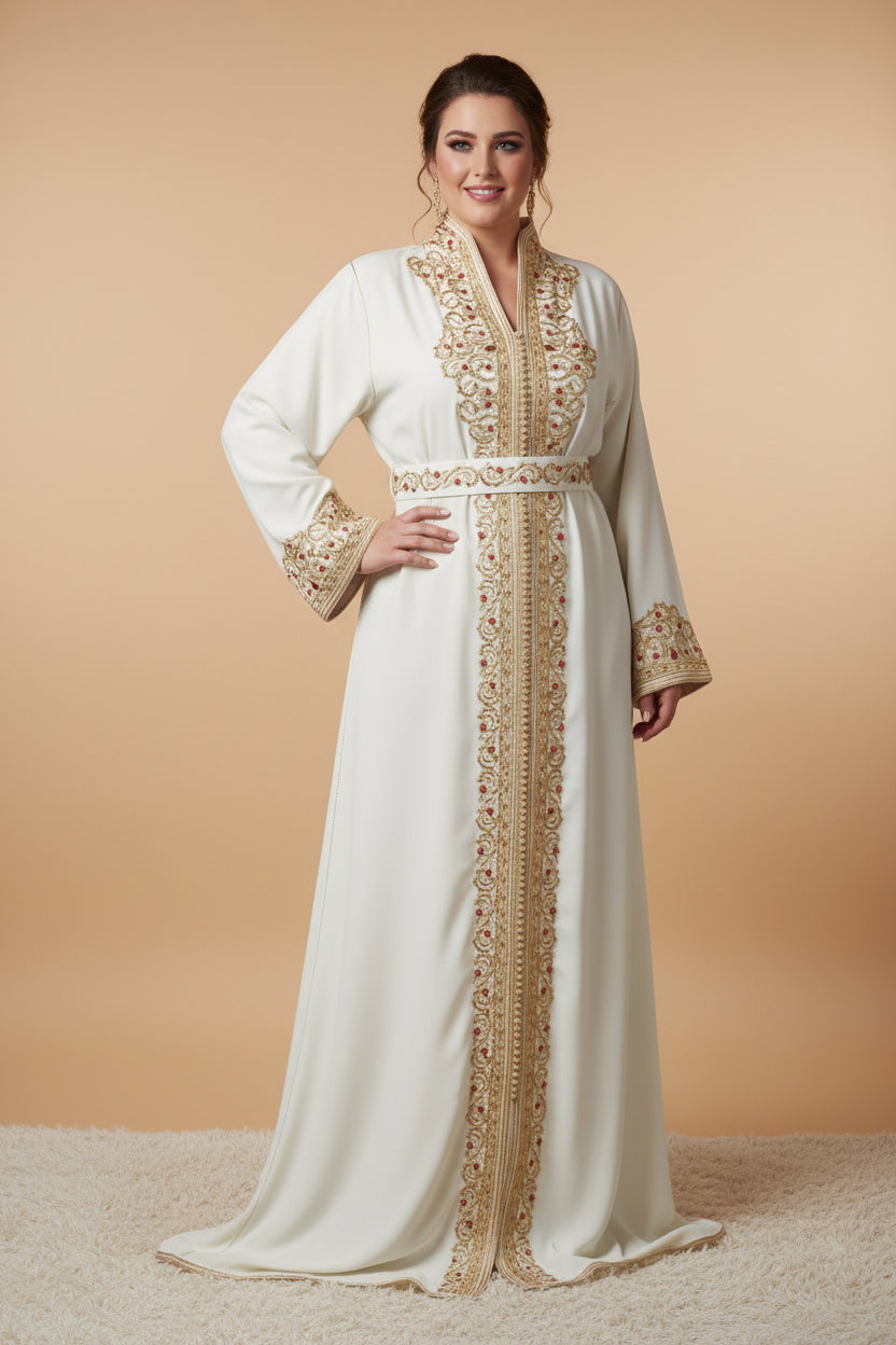 Caftan Blanc - Élégance Marocaine Prestige