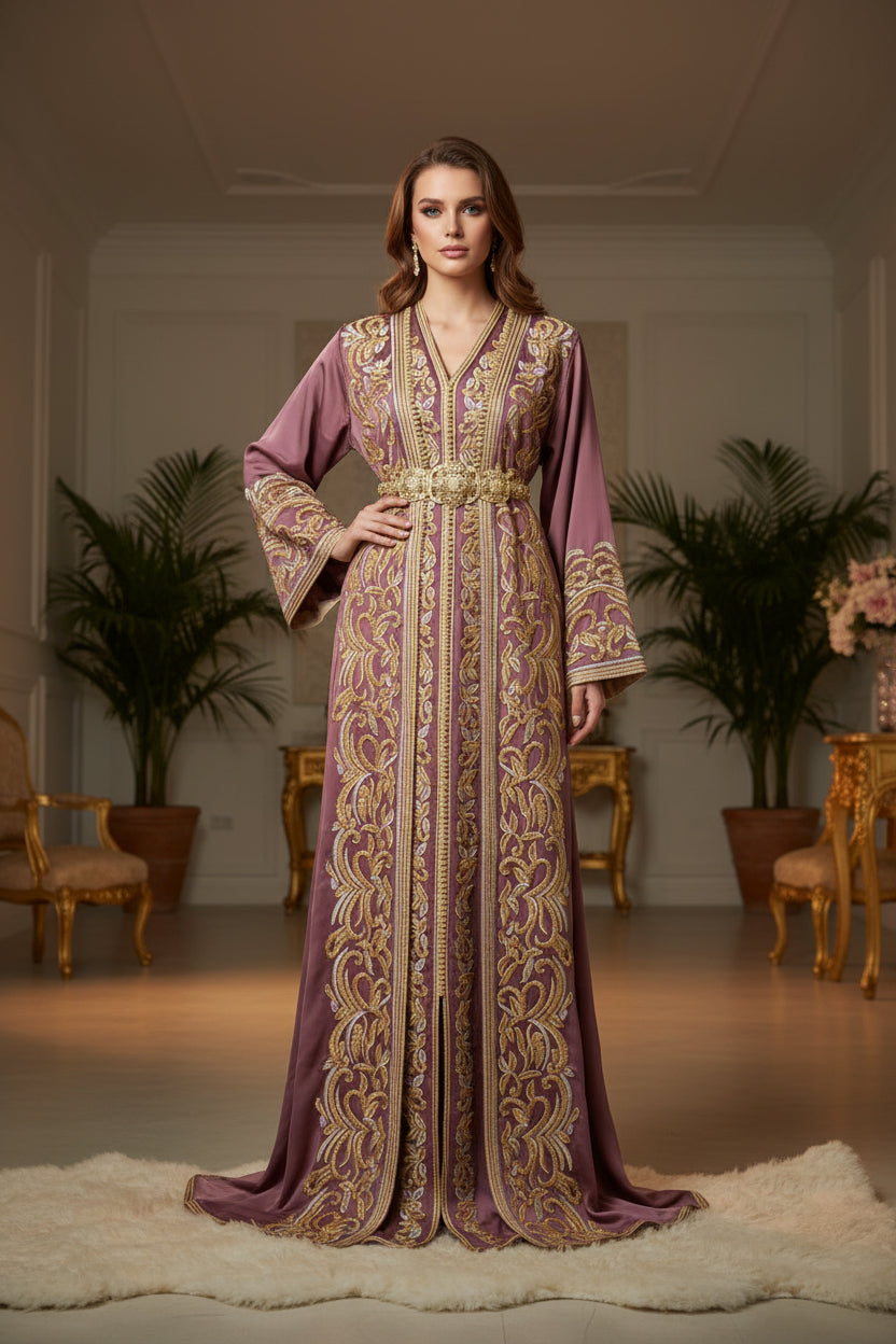 Takchita Nude Haute Couture Brodée Perlée - Luxe Marocain Prestige