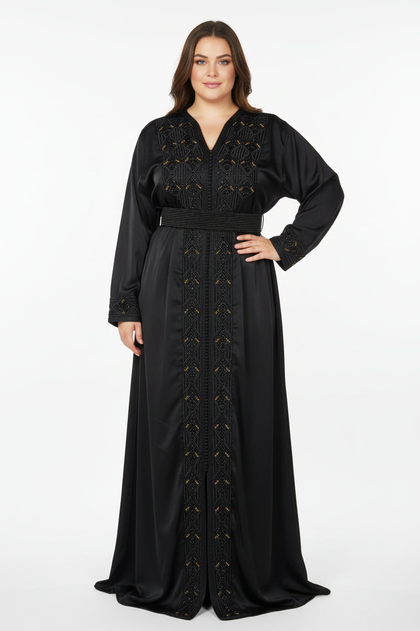 Takchita Haute Couture Noire Ornée d'Or - ZEYNAYA PRESTIGE
