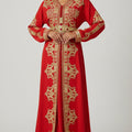 Takchita Rouge Brodée Marocaine - Luxe Haute Couture Deux Pièces