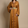Caftan Moutarde Or - Robe Marocaine Luxe Dorée