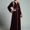 Caftan Velours Bordeaux Brodé Or - Luxe Marocain