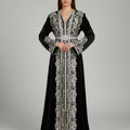 Takchita Haute Couture Velours Noir Prestige broderie argent - Cérémonie & Mariage