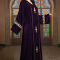 Jellaba Velours Violet - Luxe Artisanal Marocain